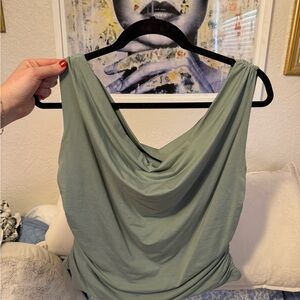 Elegant Green Drape Neck Women's Top